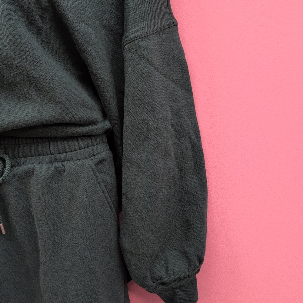 Victoria Secret Campus Fleece Tunic Hoodie & Wide Leg Sweatpants Set Small Green - Picture 3 of 12
